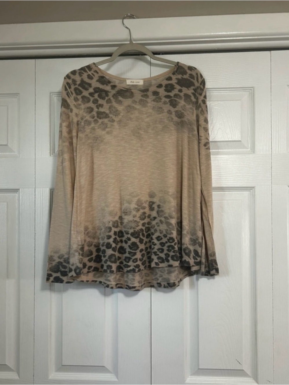 Phil Love Leopard Print Lightweight Tunic Top Beige Black small